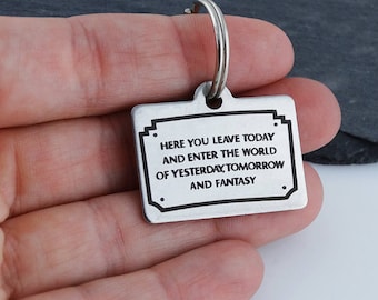 Disneyland Plaque Key Chain - Stainless Steel Engraved with Disney Park Entrance Sign
