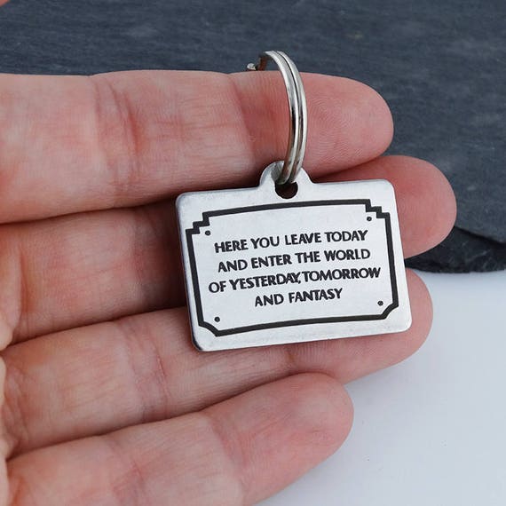 DISNEYLAND Entrance PLAQUE Keychain WALT DISNEY Quote "HERE YOU LEAVE