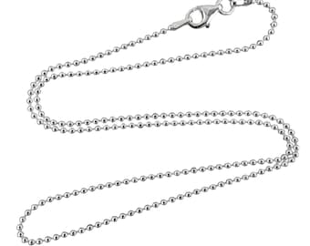 Sterling Silver Ball Bead Chain Necklace - 1.5mm Wide, 16" 18" 20" 22" 24" 30" Lengths