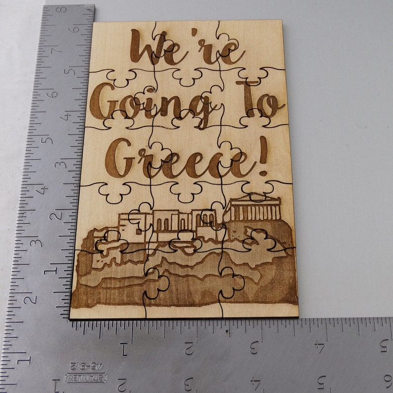 Basswood Lasered Jigsaw Puzzle Fun Kids Put Together Surprise Trip Vacation We/'re Going To Greece Puzzle