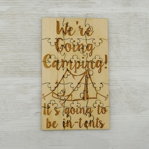We&#39;re Going Camping Puzzle - Basswood Lasered Jigsaw Puzzle Fun Kids Put Together Surprise Trip Vacation