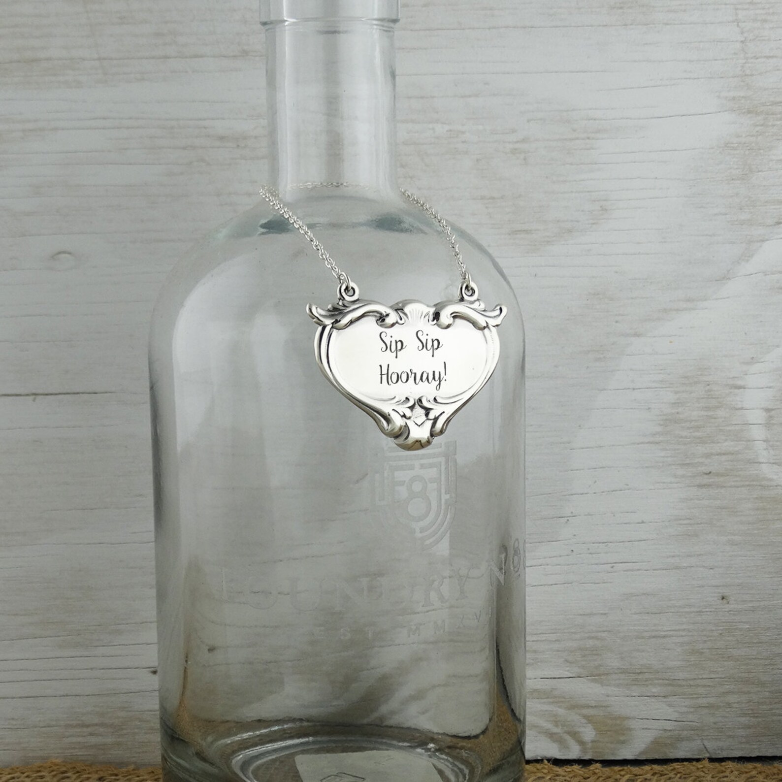 Custom Engraved Liquor Decanter Tag 925 Sterling Silver Etsy