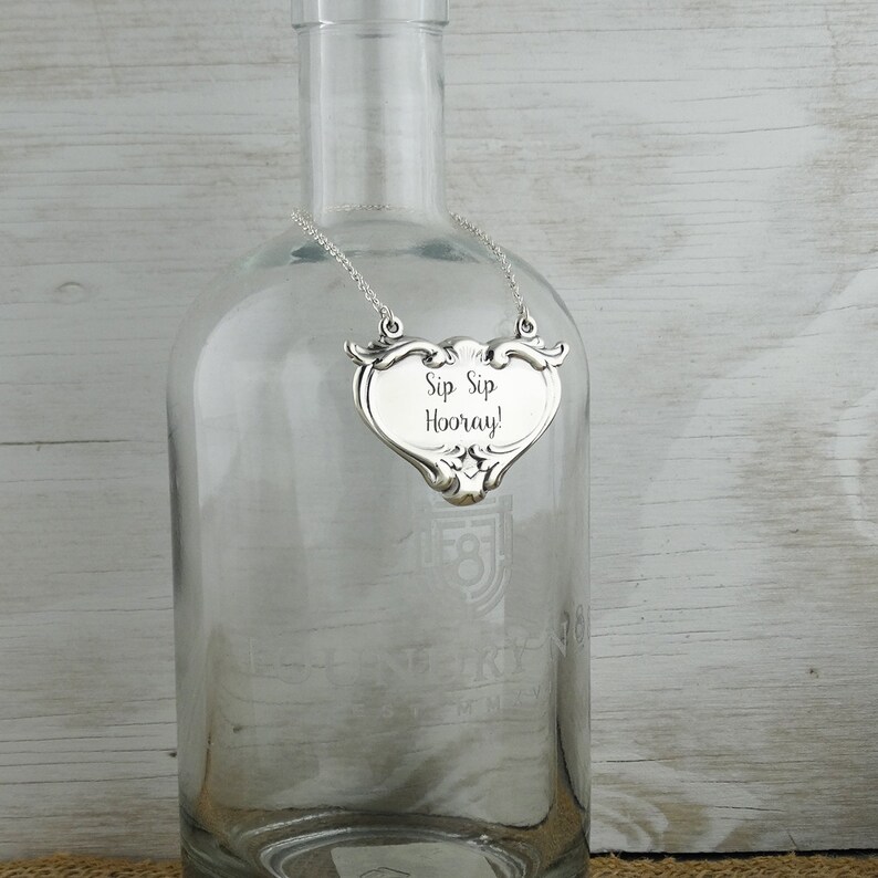Custom Engraved Liquor Decanter Tag 925 Sterling Silver Etsy