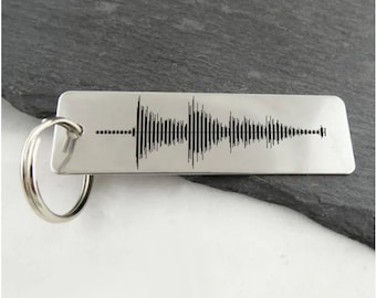 Laser Engraved Sound Wave Keychain: Personalized Stainless Steel Audio Gift