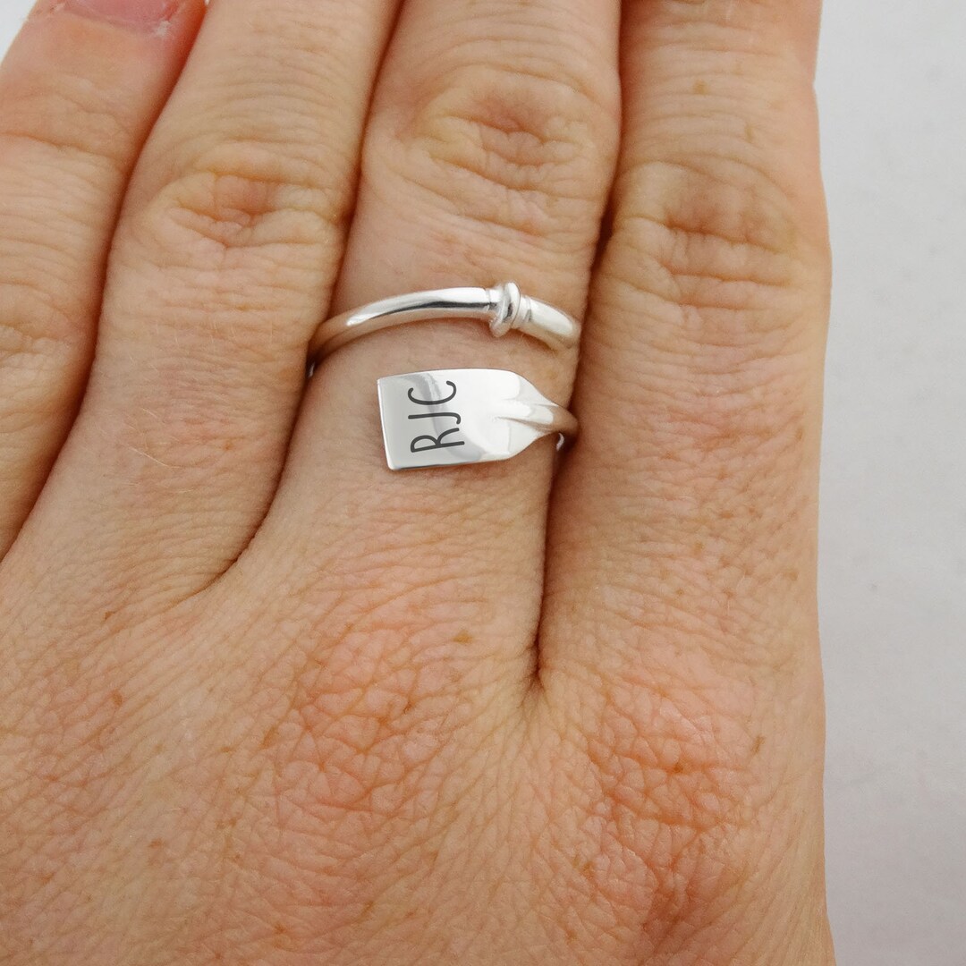 Personalized Rowing Oar Paddle Crew Ring 925 Sterling Silver Custom