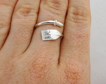 Personalized Rowing Oar Paddle Crew Ring - 925 Sterling Silver - Custom Engraved with Initials Oar Ring Coach Gift