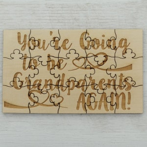 You're Going to be Grandparents AGAIN Puzzle Basswood Lasered Jigsaw Puzzle Put Together Surprise 2nd Pregnancy Announcement image 1