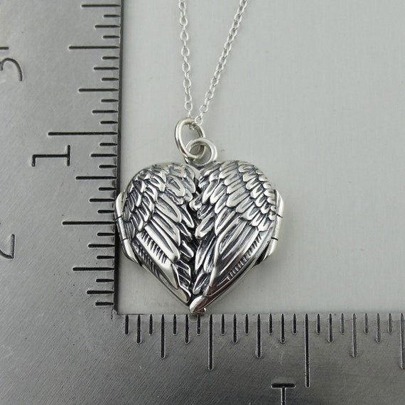 YinShan Angel Wing Locket Necklace That Hold Picture Photo 925 Sterling Silver Heart Locket Pendant for Women Girls Engraved Forever in My Heart