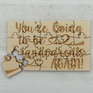 You're Going to be Grandparents AGAIN Puzzle Basswood Lasered Jigsaw Puzzle Put Together Surprise 2nd Pregnancy Announcement image 2