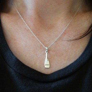 Personalized Rowing Oar Crew Charm Necklace 925 Sterling Silver Personalized Custom up to 3 Letters or Numbers 18 Inch Chain image 2