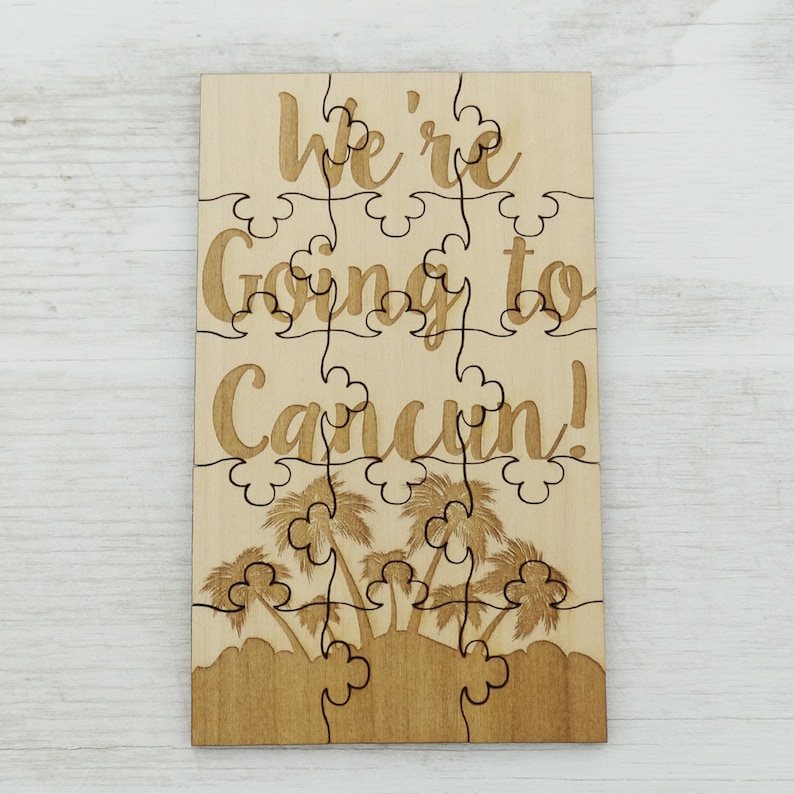 We/'re Going To Cancun Puzzle Basswood Lasered Jigsaw Puzzle Fun Kids Adult Put Together Surprise Trip Vacation