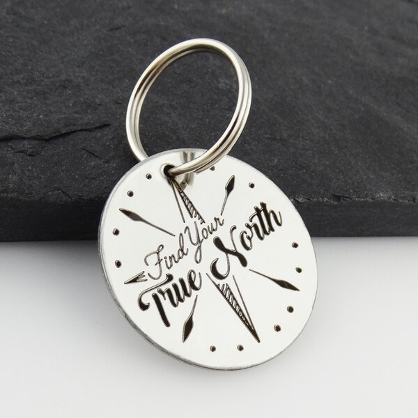 Engraved Compass Keychain Etsy