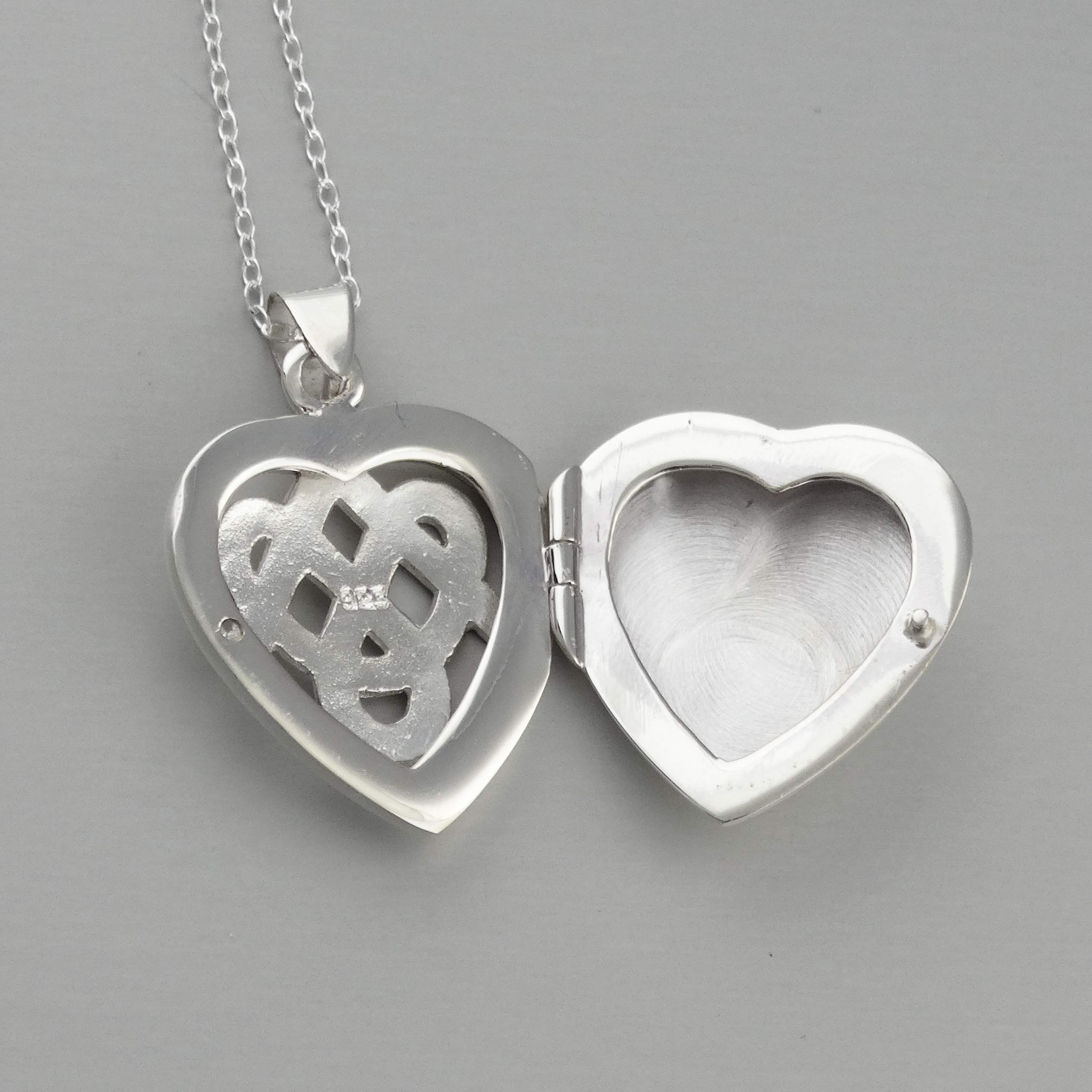 Engraved Celtic Knot Heart Locket Necklace 925 Sterling Etsy
