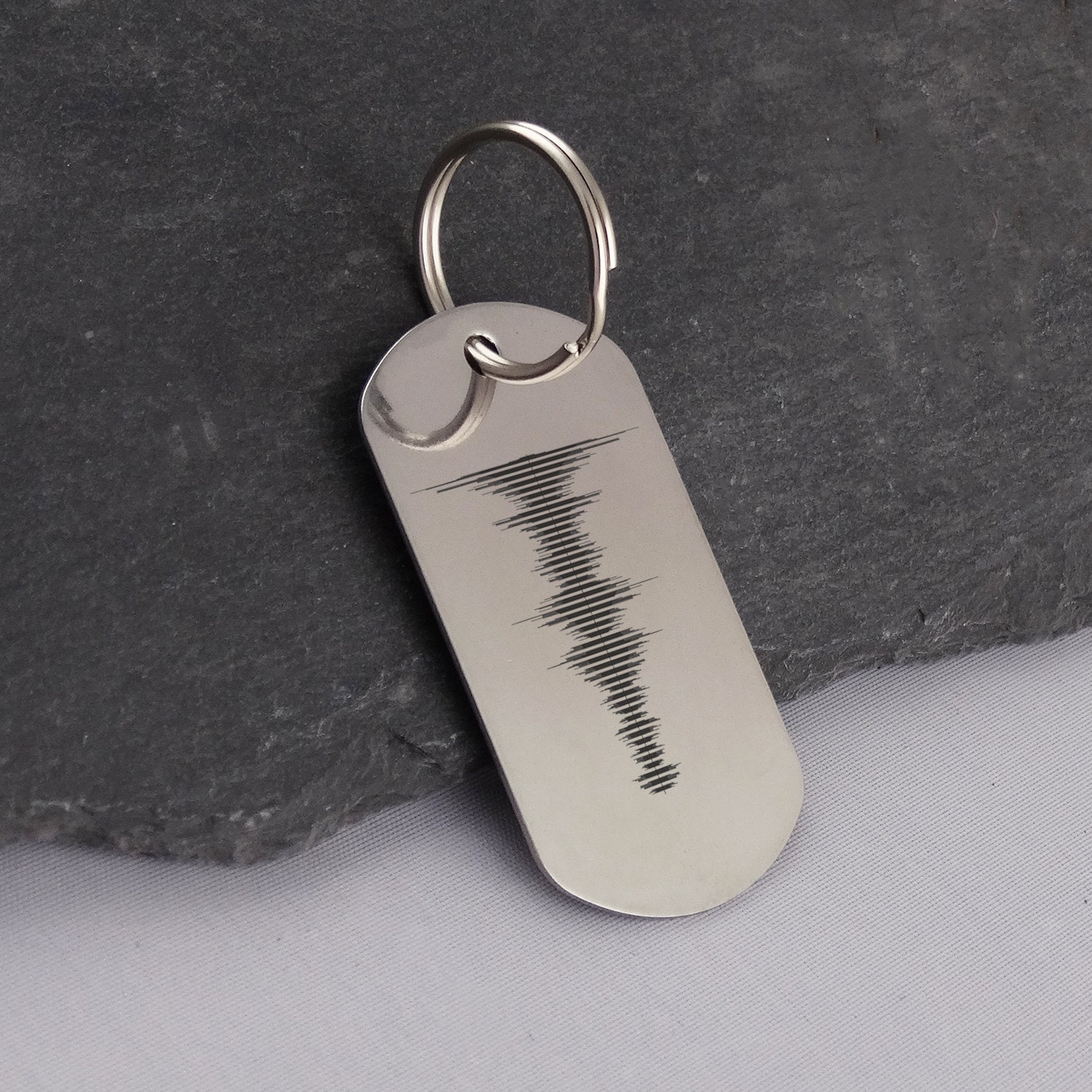 Sound Wave Stainless Steel Keychain Audio File Heartbeat EKG Etsy