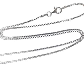 Sterling Silver Box Chain Necklace - 1.2mm Wide, 16" 18" 20" 22" 24" Lengths