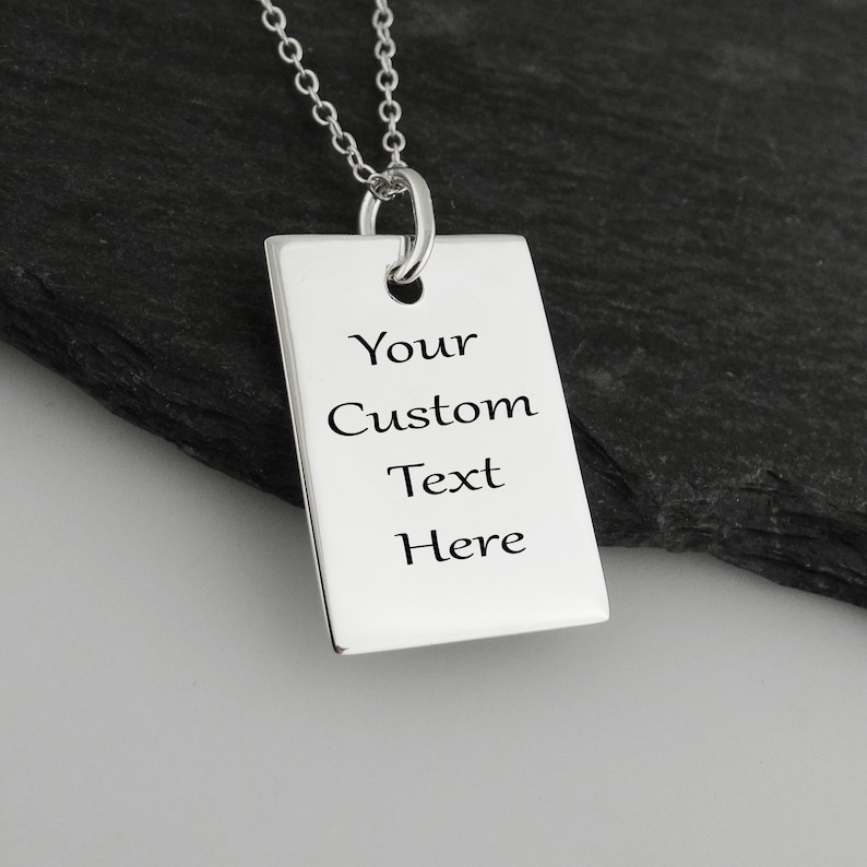 Personalized Engraved Necklace 925 Sterling Silver Custom Engraving Text Birthday Anniversary Wedding Best Friends Gift