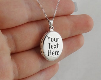 Personalized Engraved 2 Photo Locket Necklace - 925 Sterling Silver - 18" Cable Chain - Custom Text, Name, Date, Saying, Initials, Logo