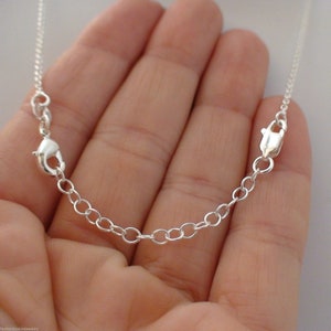 2" Sterling Silver Necklace Chain Extender with Lobster Clasp - 3mm wide, 2" Extension