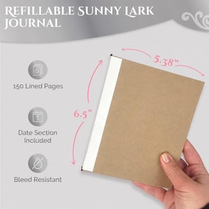 Leather Journal Refill Insert - 6.5x5.38, 300 pages 100gsm Blank Lined for Leather Journals bild 3