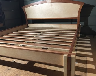 Hardwood Notched timber bed frame and headboard
