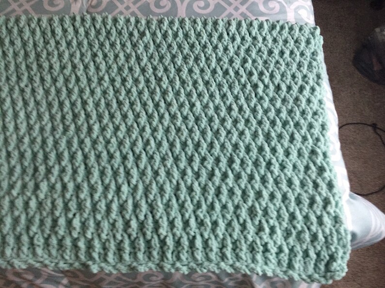 Afghan/throw Seafoam Green Bernat Blanket Yarn Home Decor Etsy