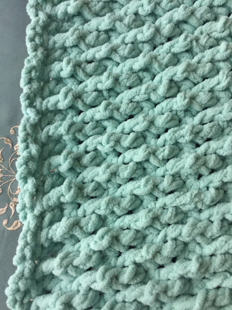 Afghan/throw Seafoam Green Bernat Blanket Yarn Home Decor Etsy