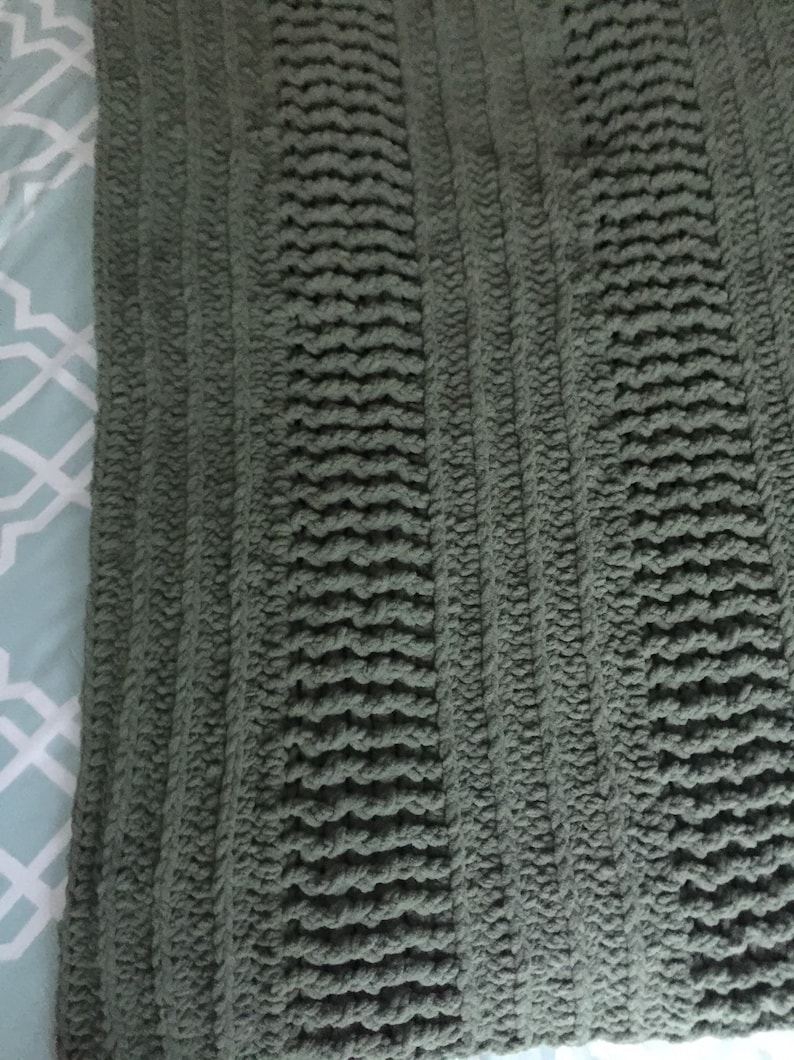 Hand Crocheted Bernat Blanket Yarn Smokey Green Etsy