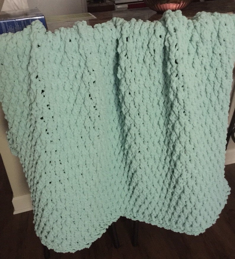 Afghan/throw Seafoam Green Bernat Blanket Yarn Home Decor Etsy
