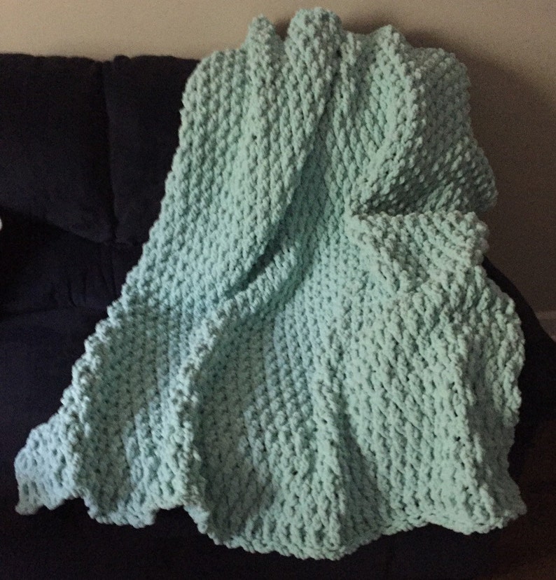 Afghan/Throw Seafoam Green Bernat Blanket Yarn Home Decor Etsy