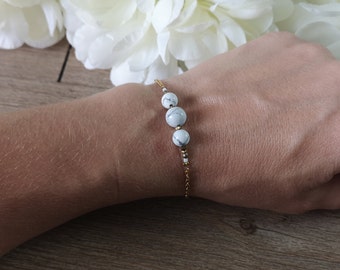 Bracelet en Howlite et acier inoxydable