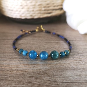 Apatite and stainless steel bracelet