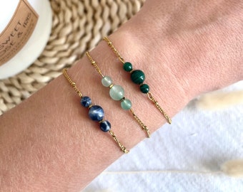 Fine Bracelet, Natural Stones and Stainless Steel - Sodalite, Aventurine, Malachite
