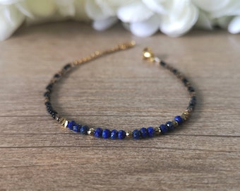 Bracelet en Lapis Lazuli et acier inoxydable