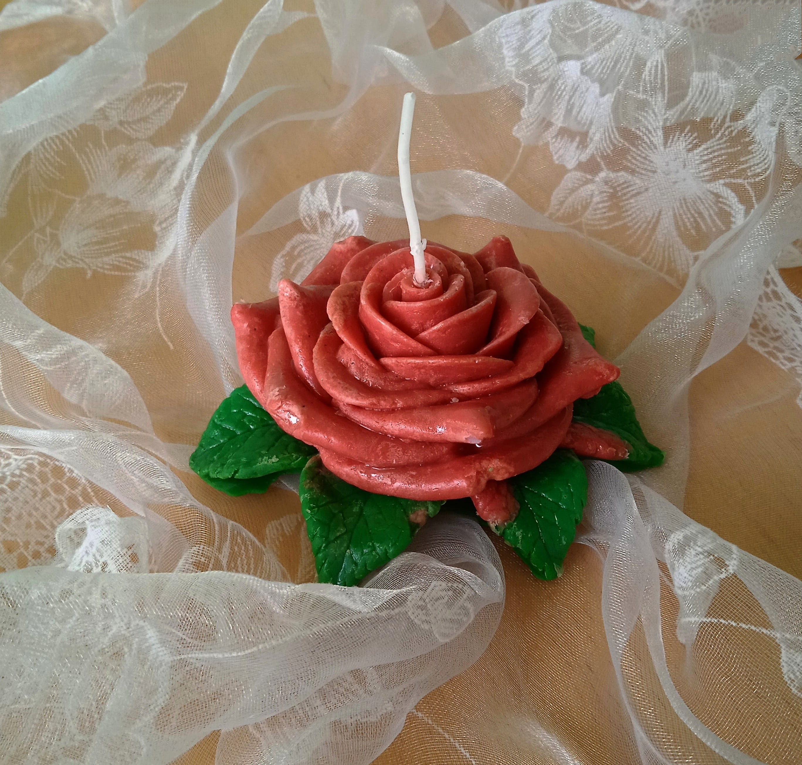 Red Rose Shaped Candle 3D Roses Figure Floral Unscented Candle Etsy