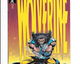 May include: A Marvel Comics Wolverine issue 79 comic book featuring a yellow and blue costumed character with extended metal claws. The cover displays large yellow text reading WOLVERINE against a purple and yellow gradient background with a barcode.