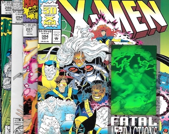 May include: A collection of Marvel The Uncanny X-Men comic books featuring issue 304 with the title Fatal Attractions. The cover art displays Wolverine, Storm, and other characters in vibrant colors with text including Celebrating 30 Years of X-Men.