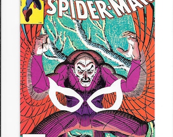 May include: Comic book cover for The Amazing Spider-Man #241. The cover features a villain in a purple costume with a white mask. The background is a mix of red, orange, and teal. The Spider-Man logo is at the top.