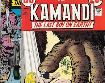 May include: Comic book covers featuring "Kamandi: The Last Boy on Earth!" issue #7 and issue #6. The covers display vibrant illustrations of a man, a giant hand, and the text "DC" and "20¢".