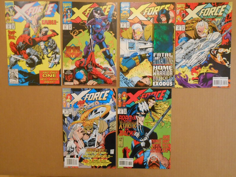 X Force 15 23 25 28 30 First Deadpool Vs Cable Domino Hologram Card Cover Domino Vs Deadpool Cover Deadpool 2 Movie Comic Lot