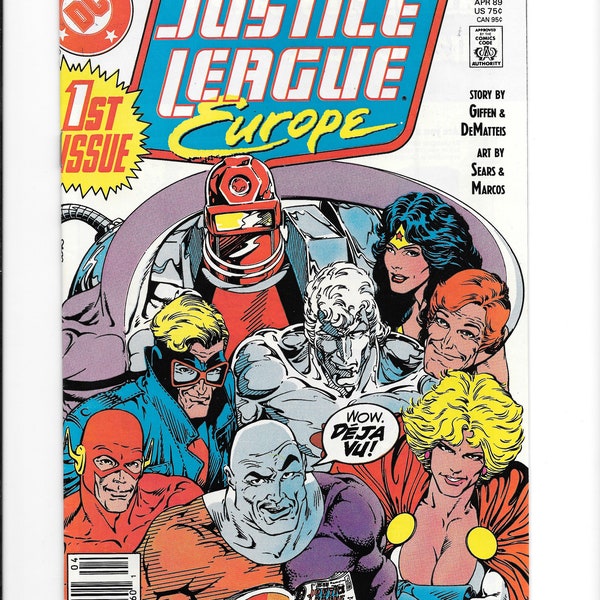 Justice League Europe #1! Captain Atom! Wonder Woman! Flash, Power Girl! Elongated Man! Metamorpho! Animal Man! Rocket Red! JLA Europe #1!