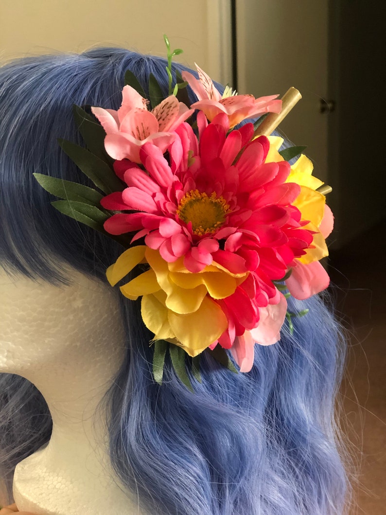 Pink Gerbera Daisy Tiki Tropical Piece Hair Clip Hair Flower PinupRockabillySpookyGhoulHorrorHair Accessories