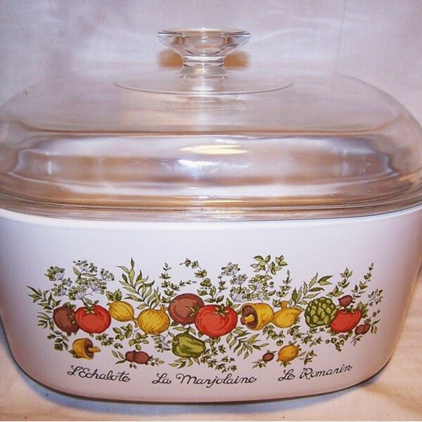 Vintage 1970's Corning Ware "Spice of Life" 5qt. Dutch Oven Casserole A-5-B with Domed Lid  Excellent Condition!