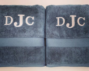 Personalized 3 Piece Attelia Towel Sets, Embroidered Bath Towels, Hand Towels, Wash Cloths, Home Goods, Made in Turkey, 800 GSM