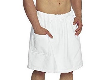 BETTER GRADE MEN'S  BEACH SHOWER TOWEL WRAP  "WHITE " W 28-38":L 22" 