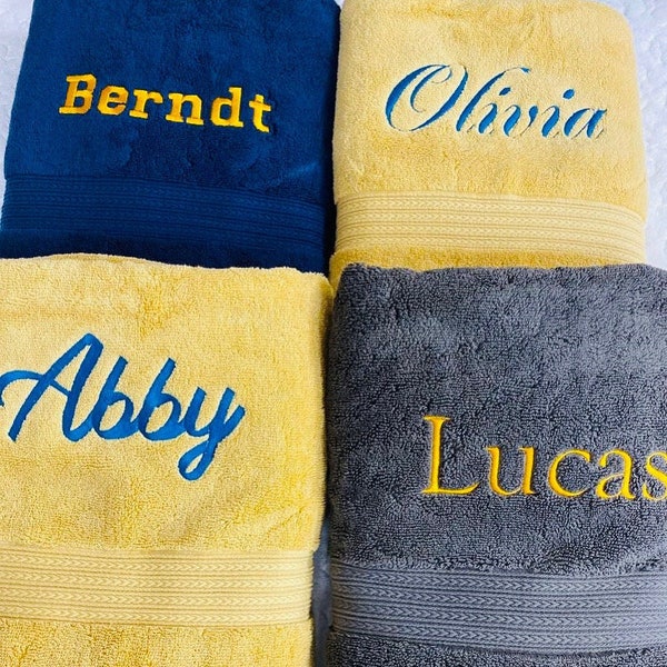 Personalized Bath Towel, Eco-Friendly Custom Monogrammed/Embroidered, 100% Cotton, Wedding, Birthday and Anniversary Gift