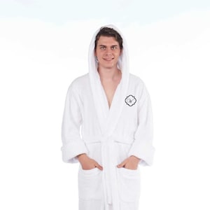 Gift for Him, Personalized, Fleece Plush, Soft, Plush and Warm Hooded Bathrobe | Made in Turkey, Monogrammed, One Size Fits Most / Medium