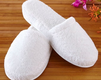 white plush slippers