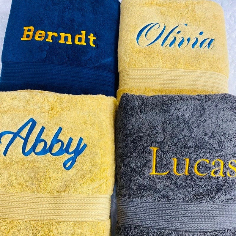 Personalized bath towels make the most memorable gifts. These bath towels are great gifts for couples, anniversary, birthday, hostess, wedding, graduation, Christmas, Thanksgiving and New Year Eve and perfectly enhances your after-bath experience.