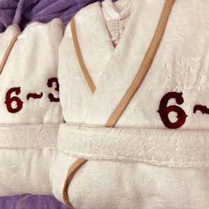 Personalized Turkish Plush Robe with Piping, Monogrammed 100% Cotton, Custom, Embroidered, Couples, Wedding Robe | Made in Turkey image 16