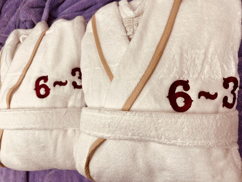 Personalized Turkish Plush Robe with Piping, Monogrammed 100% Cotton, Custom, Embroidered, Couples, Wedding Robe | Made in Turkey image 16